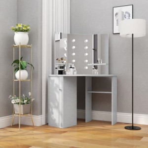 Toaletka narożna z LED szary beton 111x54x141cm