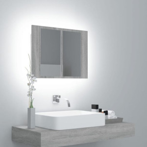 Szafka łazienkowa z lustrem szary dąb 60x12x45cm