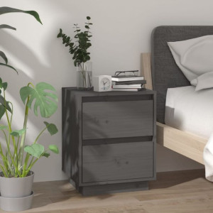 Szafka nocna szara 40x35x50cm lite drewno sosnowe