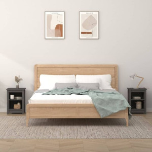 Szafki nocne 2 szt. szare 40x35x55cm lite drewno sosnowe