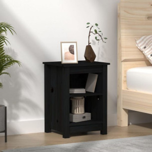 Szafka nocna czarna 40x35x55cm lite drewno sosnowe