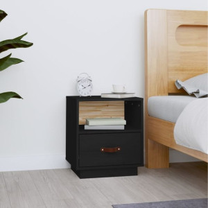 Szafka nocna czarna 40x34x45cm drewno sosnowe