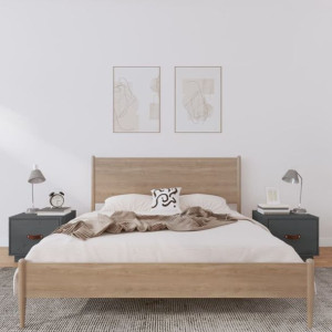 Szafki nocne 2 szt. szare 40x34x35cm drewno sosnowe