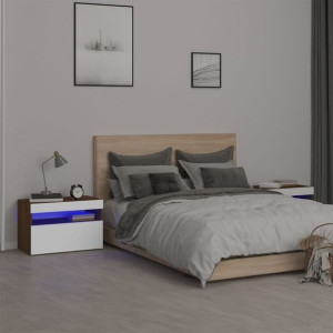 Szafki nocne z LED 2 szt. dymiony dąb 60x35x40cm