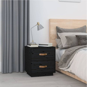 Szafka nocna czarna 40x34x45cm drewno sosnowe
