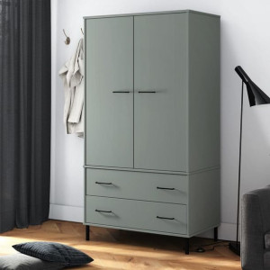 Szafa OSLO metalowe nóżki szara 90x55x172.5cm drewno