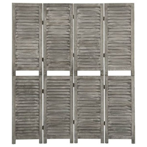 Parawan 4-panelowy szary 143x166cm drewno