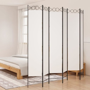 Parawan 6-panelowy biały 240x220cm tkanina