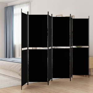 Parawan 6-panelowy czarny 300x200cm tkanina