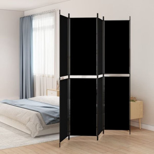 Parawan 4-panelowy czarny 200x220cm tkanina