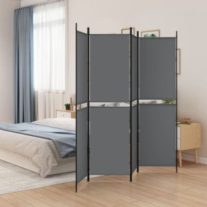 Parawan 4-panelowy antracytowy 200x200cm tkanina
