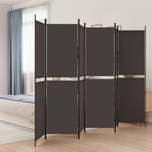 Parawan 6-panelowy brązowy 300x200cm tkanina