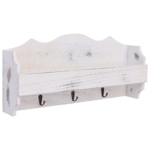 Wieszak ścienny biały 50x10x23cm drewno