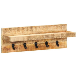 Wieszak ścienny na płaszcze 60x15x20cm lite drewno mango