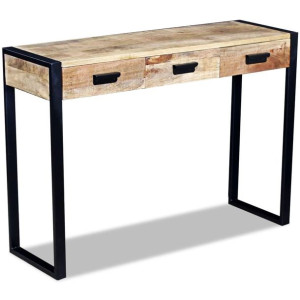 Stolik konsolowy z 3 szufladami drewno mango 110x35x78cm