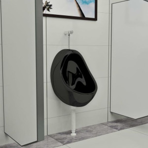 Pisuar wiszący ceramiczny z spłuczką czarny
