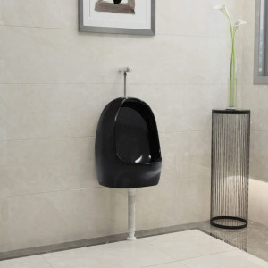 Pisuar wiszący z spłuczką ceramiczny czarny