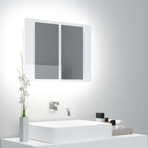 Szafka z lustrem LED połysk biała 60x12x45cm
