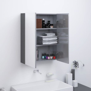 Szafka łazienkowa z lustrem 60x15x75cm MDF szary połysk