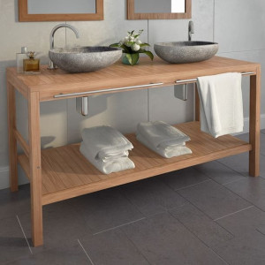Szafka pod 2 umywalki drewno tekowe 132x45x75cm