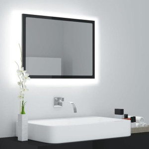 Lustro łazienkowe z LED szare połysk 60x8.5x37cm