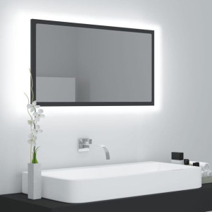 Lustro łazienkowe z LED szare 80x8.5x37cm