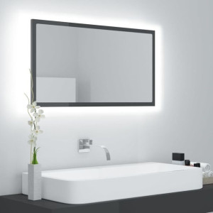 Lustro łazienkowe LED połysk szare 80x8.5x37cm