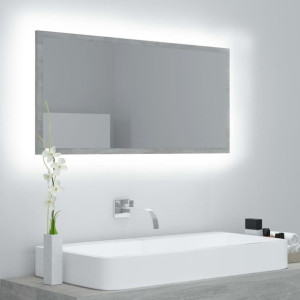 Lustro łazienkowe z LED szary beton 90x8.5x37cm