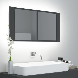 Szafka z lustrem i LED szara 90x12x45cm