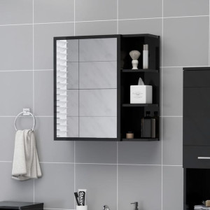 Szafka z lustrem połysk czarna 62.5x20.5x64cm