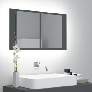 Szafka łazienkowa z lustrem i LED szara 80x12x45cm