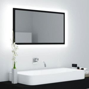 Lustro z LED czarne 80x8.5x37cm płyta wiórowa