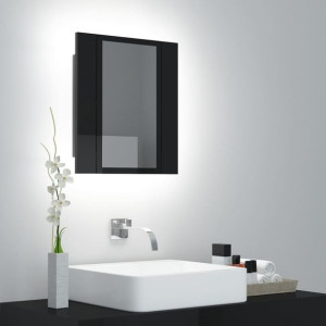 Szafka z lustrem i LED połysk czarna 40x12x45cm