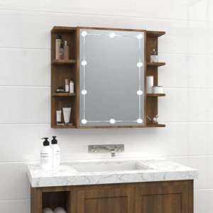 Szafka z lustrem i LED brązowy dąb 70x16.5x60cm