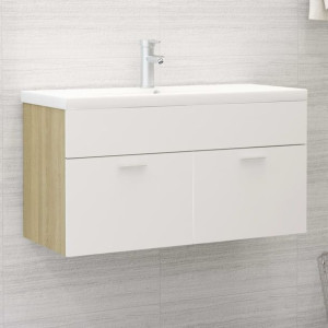 Szafka pod umywalkę biel i dąb sonoma 90x38.5x46cm płyta