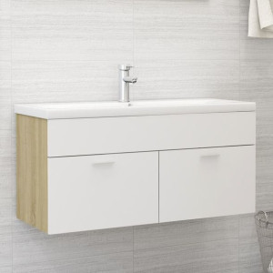 Szafka pod umywalkę biel i dąb sonoma 100x38.5x46cm płyta
