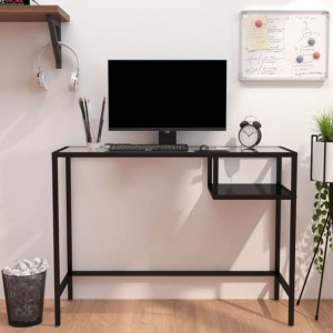 Biurko komputerowe czarne 100x36x74cm szklane