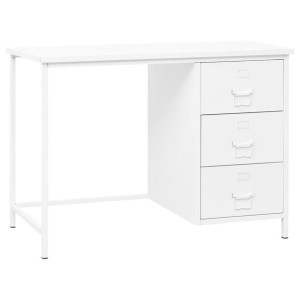 Biurko z szufladami białe 105x52x75cm stal