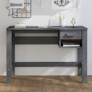 Biurko ciemnoszare 110x40x75cm lite drewno sosnowe