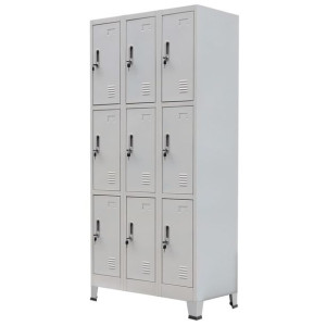 Szafka na klucz o 9 przegrodach stalowa 90x45x180cm szara