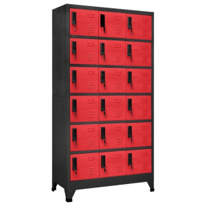 Szafka zamykana antracyt/czerwień 90x40x180cm stal