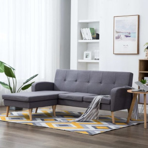 Sofa z leżanką tkanina 186x136x79cm jasnoszara