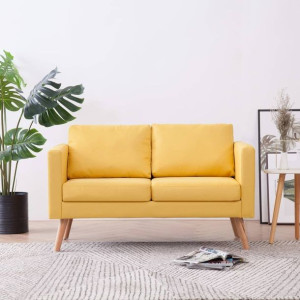 Sofa 2-osobowa tapicerowana żółta