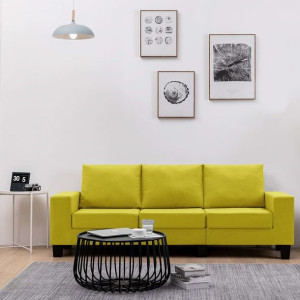 Sofa 3 os. żółta tapicerowana płyta MDF