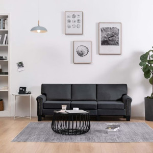 Sofa 3 os. ciemnoszara tapicerowana MDF