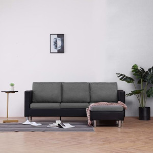 Sofa 3 os. + poduszki czarna eko skóra