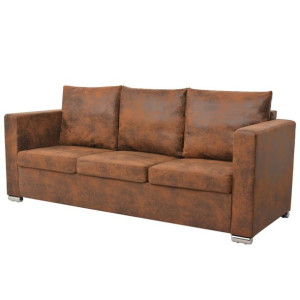Sofa 3 os. 191x73x82cm sztuczny zamsz