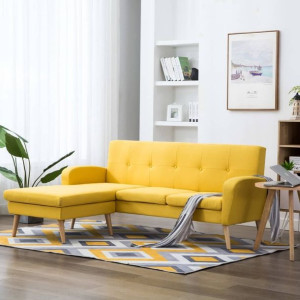 Sofa z leżanką tkanina 186x136x79cm żółta