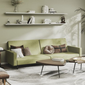 Sofa 2-os. rozkładana zielona tkanina