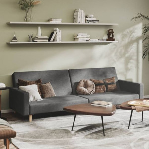 Sofa 2-os. rozkładana ciemnoszara tkanina